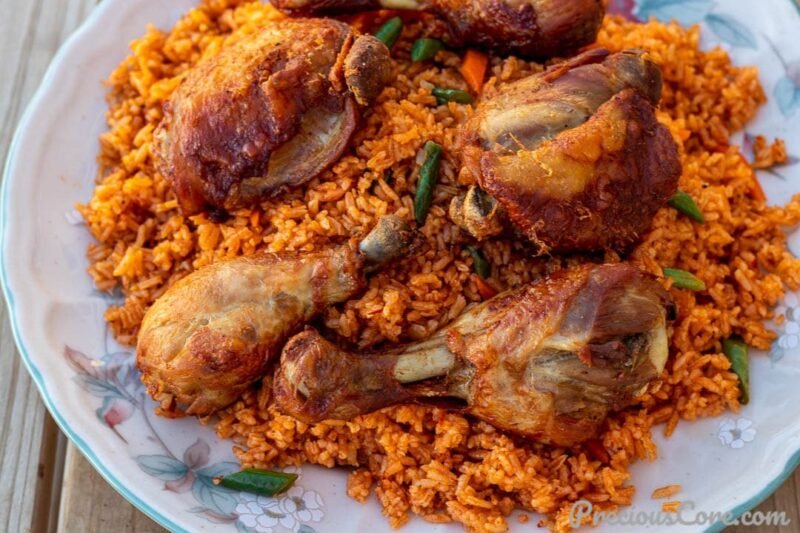 JOLLOF RICE WITH HARD CHICKEN