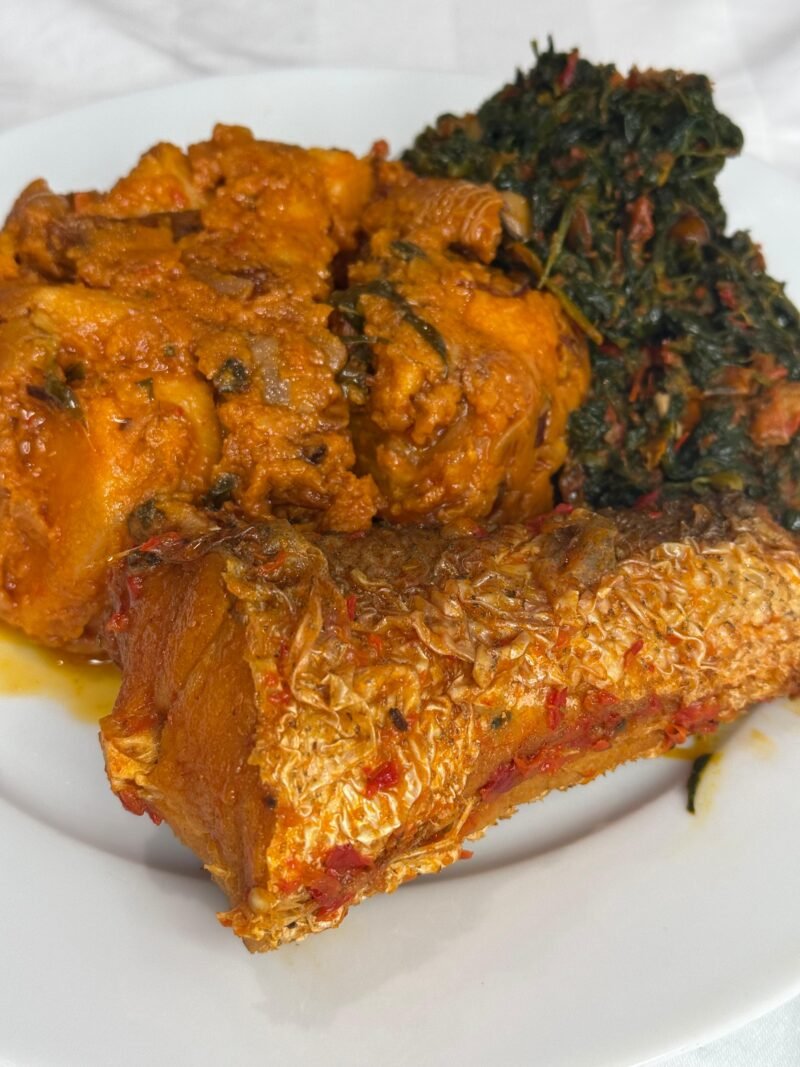 Yam Pottage with Efo Riro & Fish